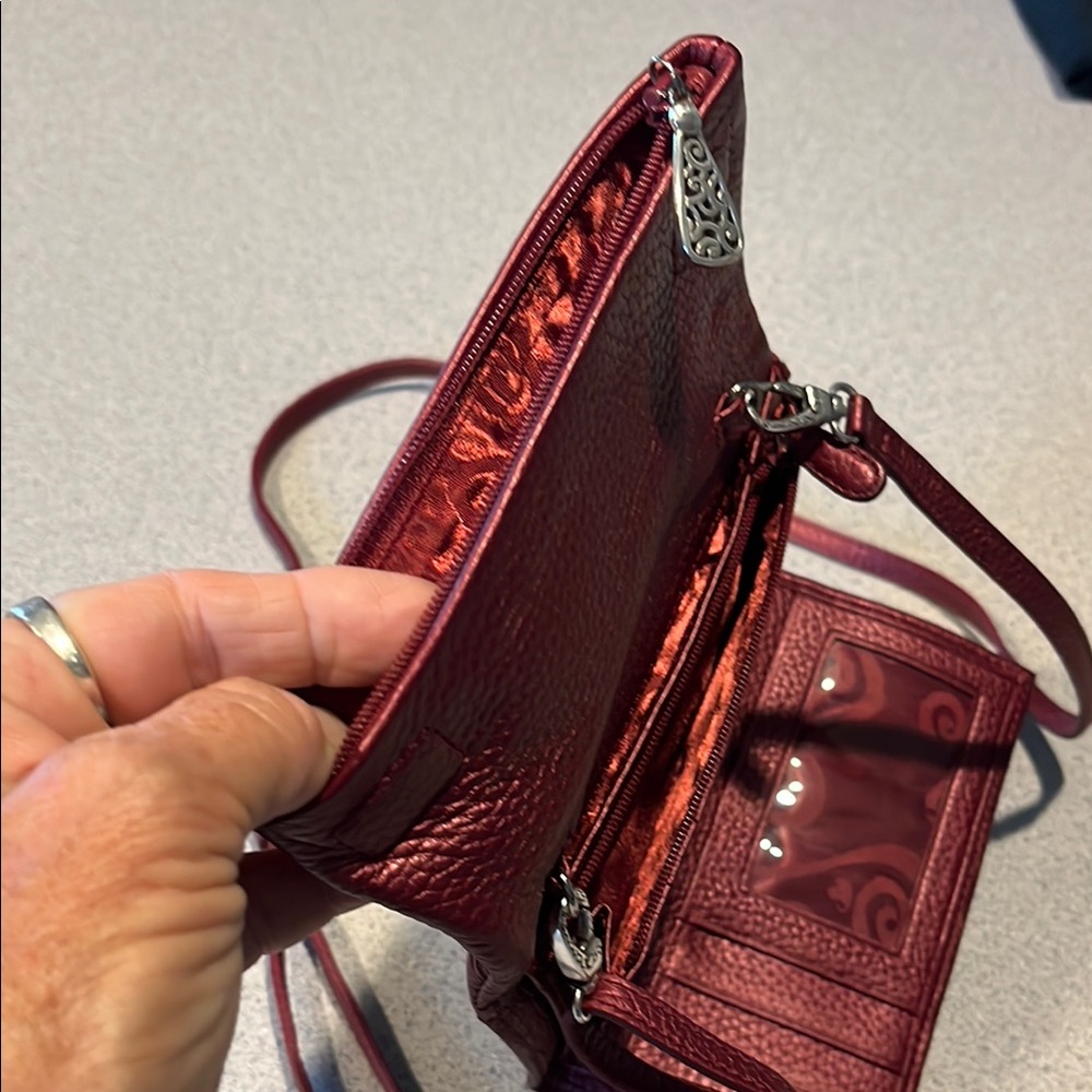 Brighton Red Crossbody Bag with Scalloped Flap - Picture 3 of 12